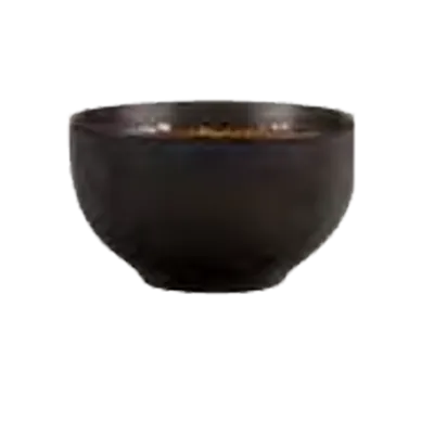 Libbey BF-3 - 17 oz Ceramic Bowl, 4" Dia x 2-3/8" Foot, Turquoise Dark Brown Rim, Hakone™ - 12/Case
