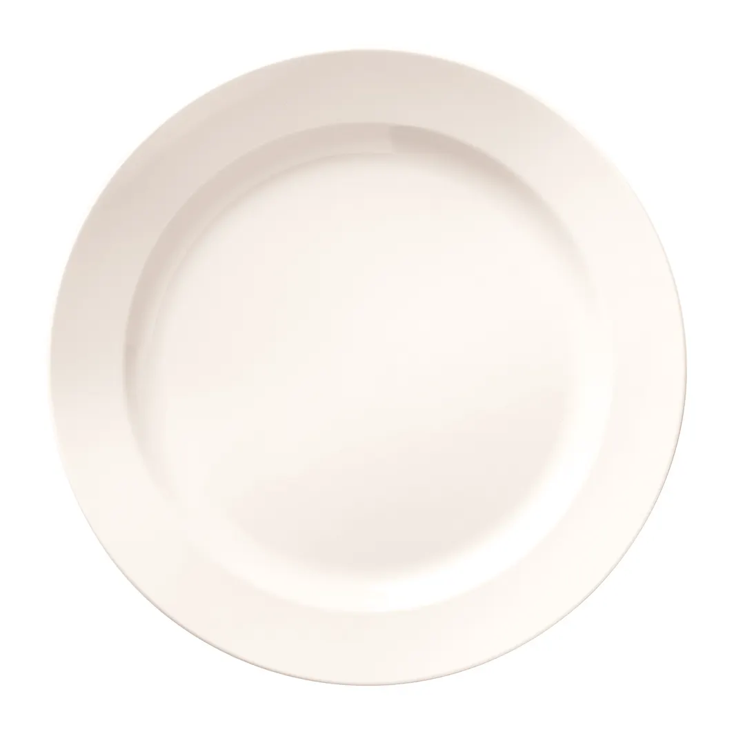 Libbey BMEL-1105 - 10" Round Melamine Plate, White Medium Rim, Microban® Technology, 12/Case