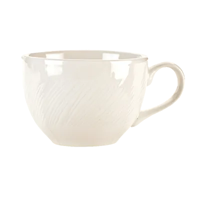 Libbey BO-1152 China Cup, 7.5 oz Bright White Porcelain, 2½" H x 3½" T x 4⅝" D, Eared‑Handle - 36/Case