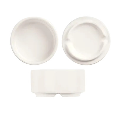 Libbey BW-6714 Monorail Bowl, 2.5 oz., 2-3/4" dia x 1-3/8" H, Oval Porcelain Bright White - 36/Case