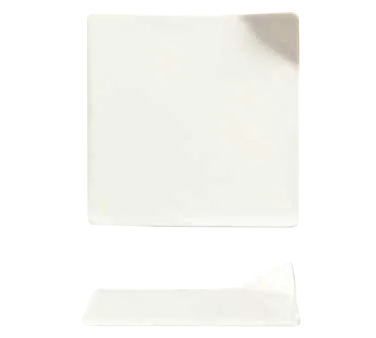 Libbey BW-8174 - 4" Square Porcelain Plate, Bright White, Corner Handle, Selection II, 36/Case