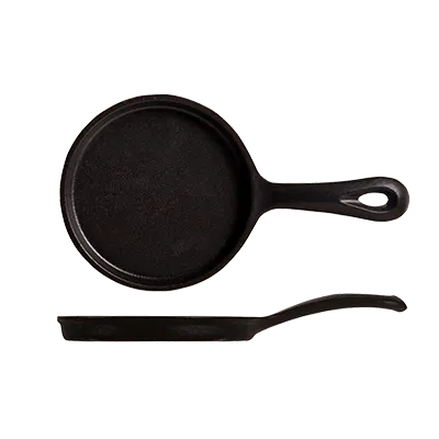 Libbey CIS-15 Round Cast Iron Skillet, 5" Diameter, Black Finish with Handle - 12/Case