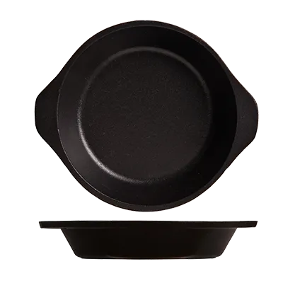 Libbey CIS-17 Round Cast Iron Platter, 7" Diameter, 6½" Bottom, 1¼" Height, Black Finish - 6/Case