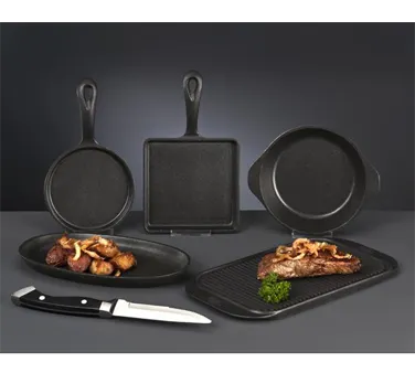 Libbey CIS-18 Oval Cast Iron Sizzle Platter, 9" Top x 6½" Bottom, Black Finish, No Handle - 12/Case