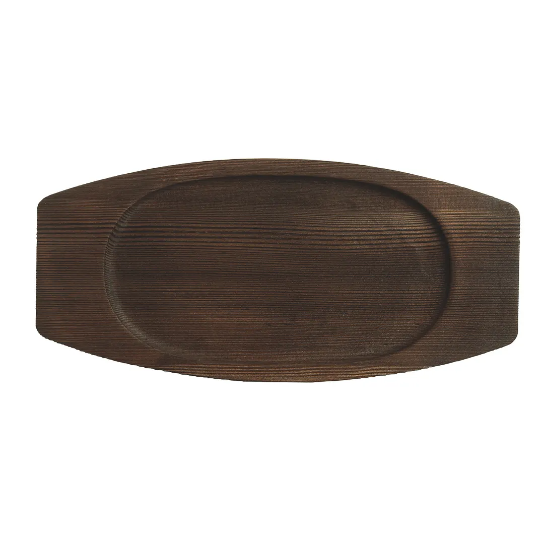Libbey CIS-18TR Trivet – Oval Wood, Brown, 7" x 5-3/4" x 1/2", Food Safe, Hand Wash Only - 12/Case