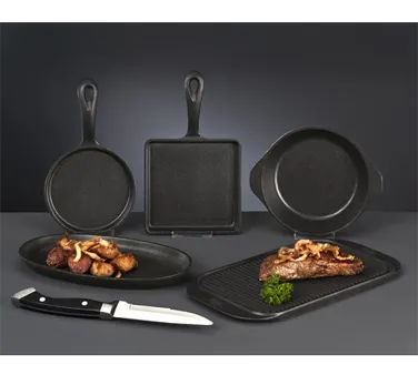 Libbey CIS-19 Cast Iron Sizzle Platter, 11" x 6¼" Tray, 1½" Surface, Black Finish - 6/Case