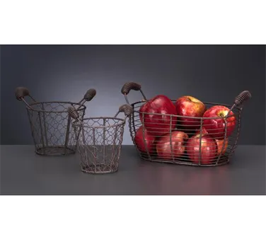 Libbey CWB-15 Bread Basket – Oval 11½" L x 6¼" W x 6¼" H, Metal Wire, Brown Finish - 12/Case
