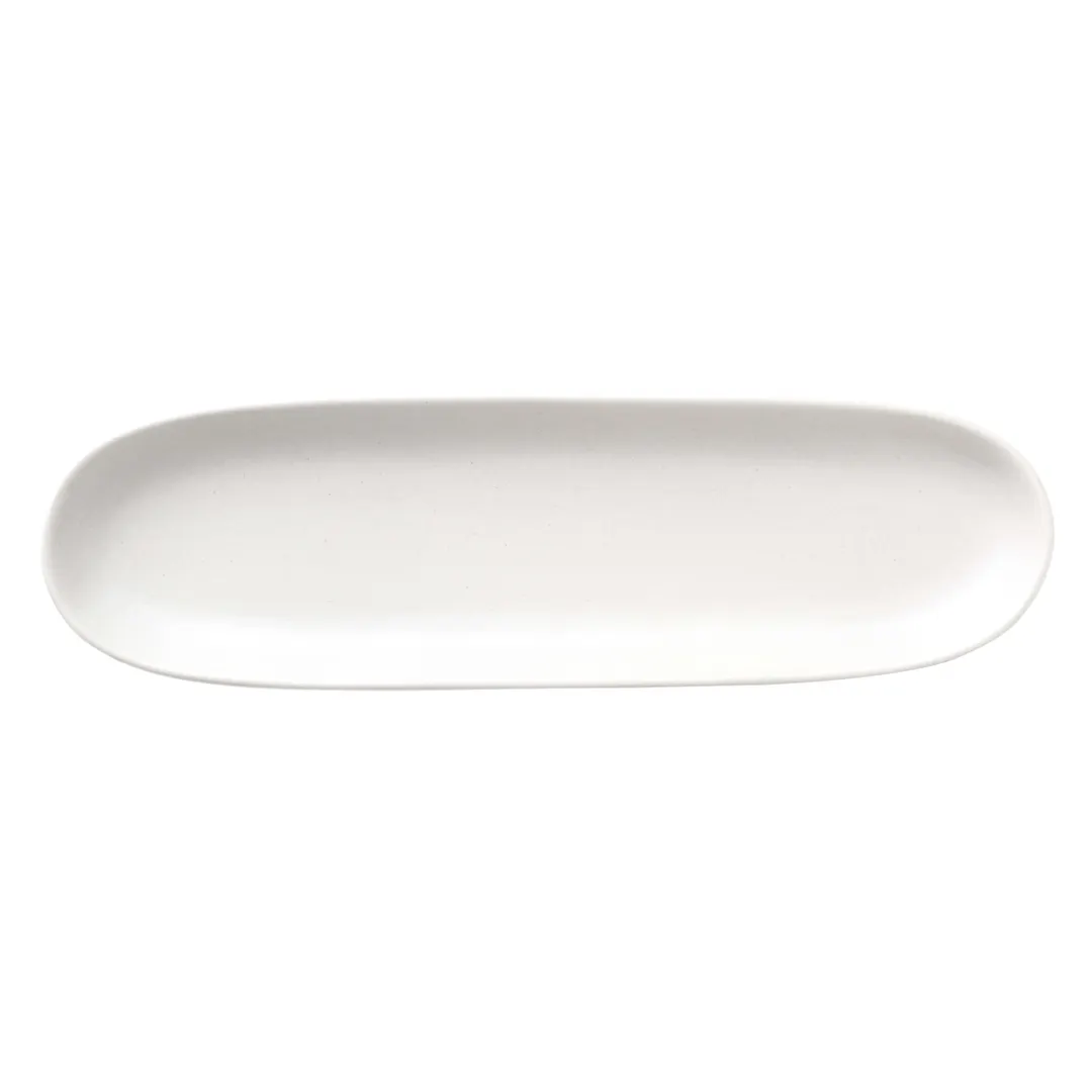 Libbey DRI-11-D - Oblong China Tray, 13" x 4", Vitrified Porcelain, Driftstone Matte Finish - 12/Case