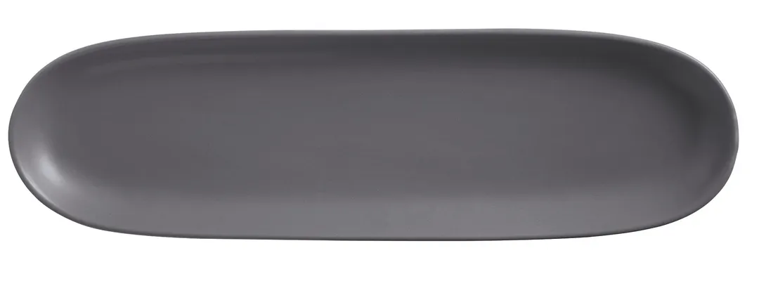 Libbey DRI-11-G Oblong China Tray, 13" x 4" Satin Matte Granite Porcelain, Fully Vitrified - 12/Case
