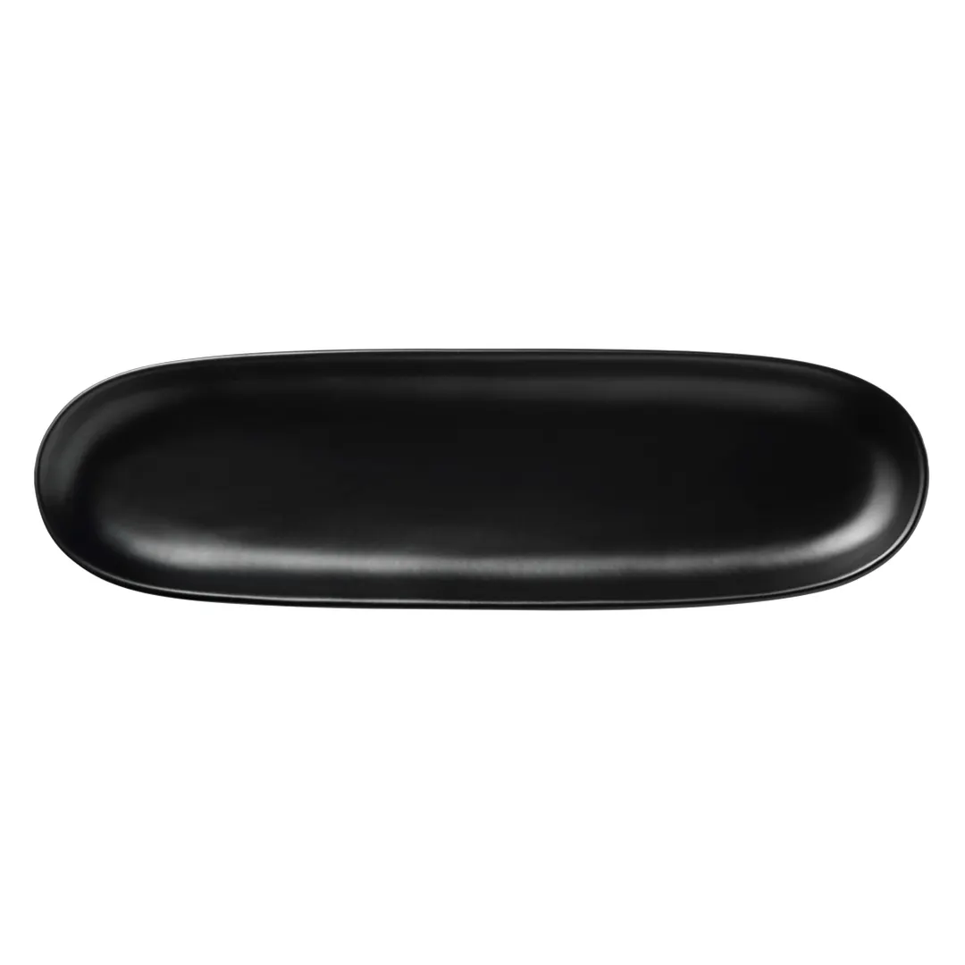Libbey DRI-11-O - Oblong Tray, 13" x 4", Vitrified Porcelain, Satin Matte Onyx Finish - 12/Case