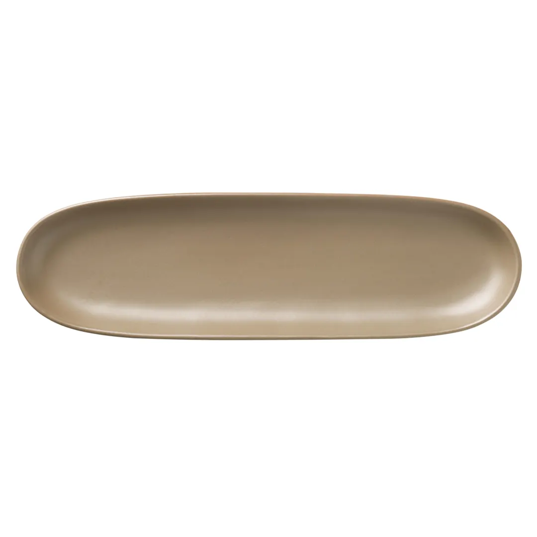 Libbey DRI-11-S - Oblong Porcelain China Tray, 13" x 4", Satin Matte Driftstone Finish - 12/Case