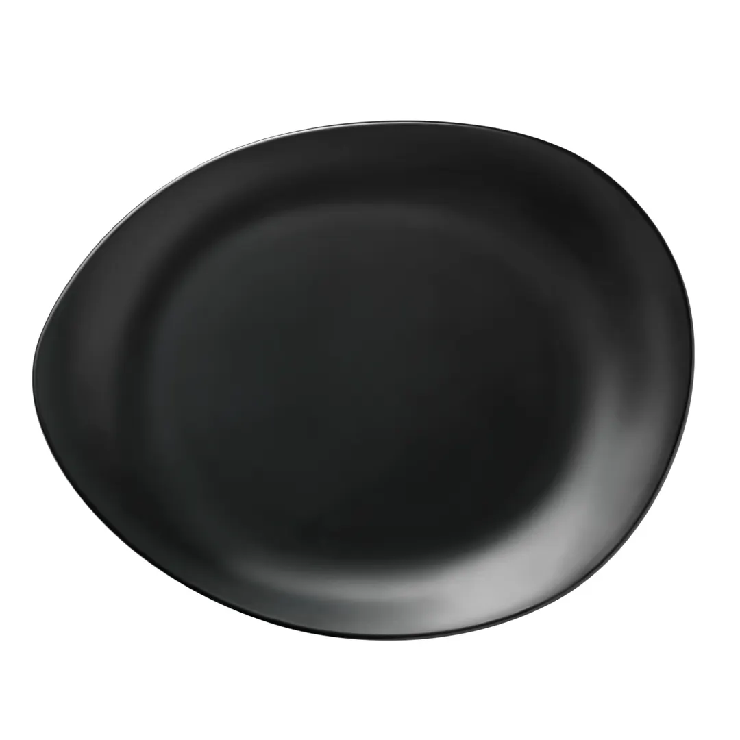 Libbey DRI-15-OME Oval Melamine Platter, 14" x 11-1/4" Onyx Black, Dishwasher Safe - 6/Case