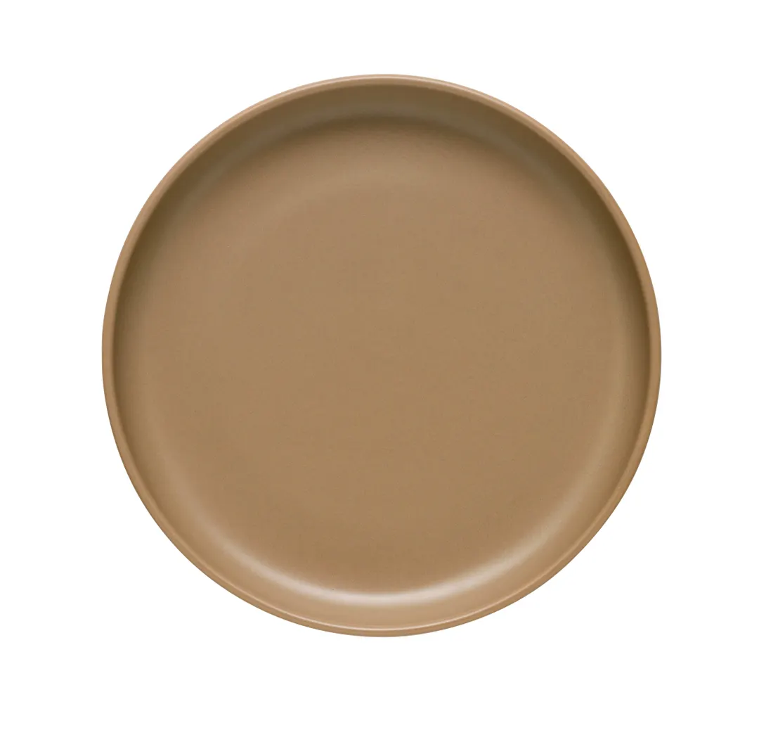 Libbey DRI-18-S - 7‑3/4" Round Coupe Rim Plate, Porcelain, Satin Matte Driftstone Finish - 12/Case