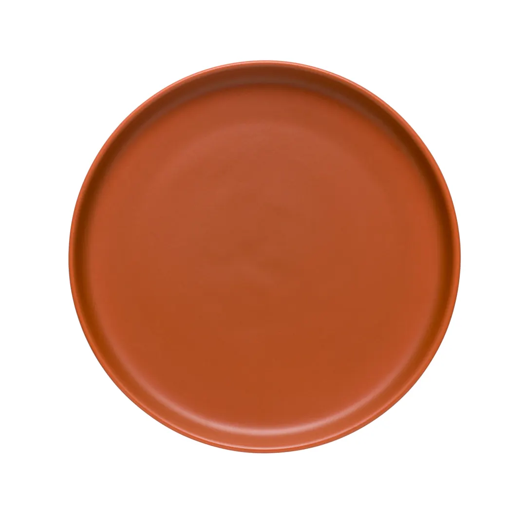 Libbey DRI-19-C - 9" Round Coupe Rim China Plate, Porcelain, Satin Matte Finish, Clay - 12/Case