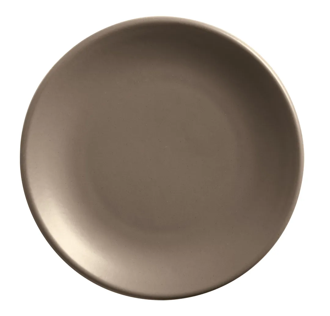 Libbey DRI-2-S - 9" Round Coupe Rim Plate, Vitrified Porcelain, Satin Matte Finish Driftstone, 12/Case