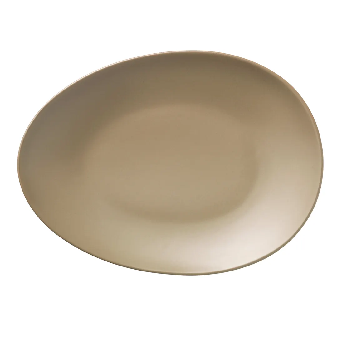 Libbey DRI-7-S - Oval Coupe Plate, 10.875" x 8.5", Porcelain Satin Matte Driftstone - 12/Case