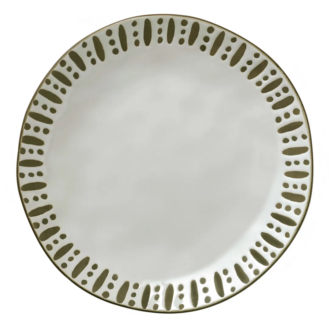 Libbey DULCET-1G - 10.625" Stoneware Plate Gray with Lines Dots Dishwasher & Microwave Safe - 12/Case