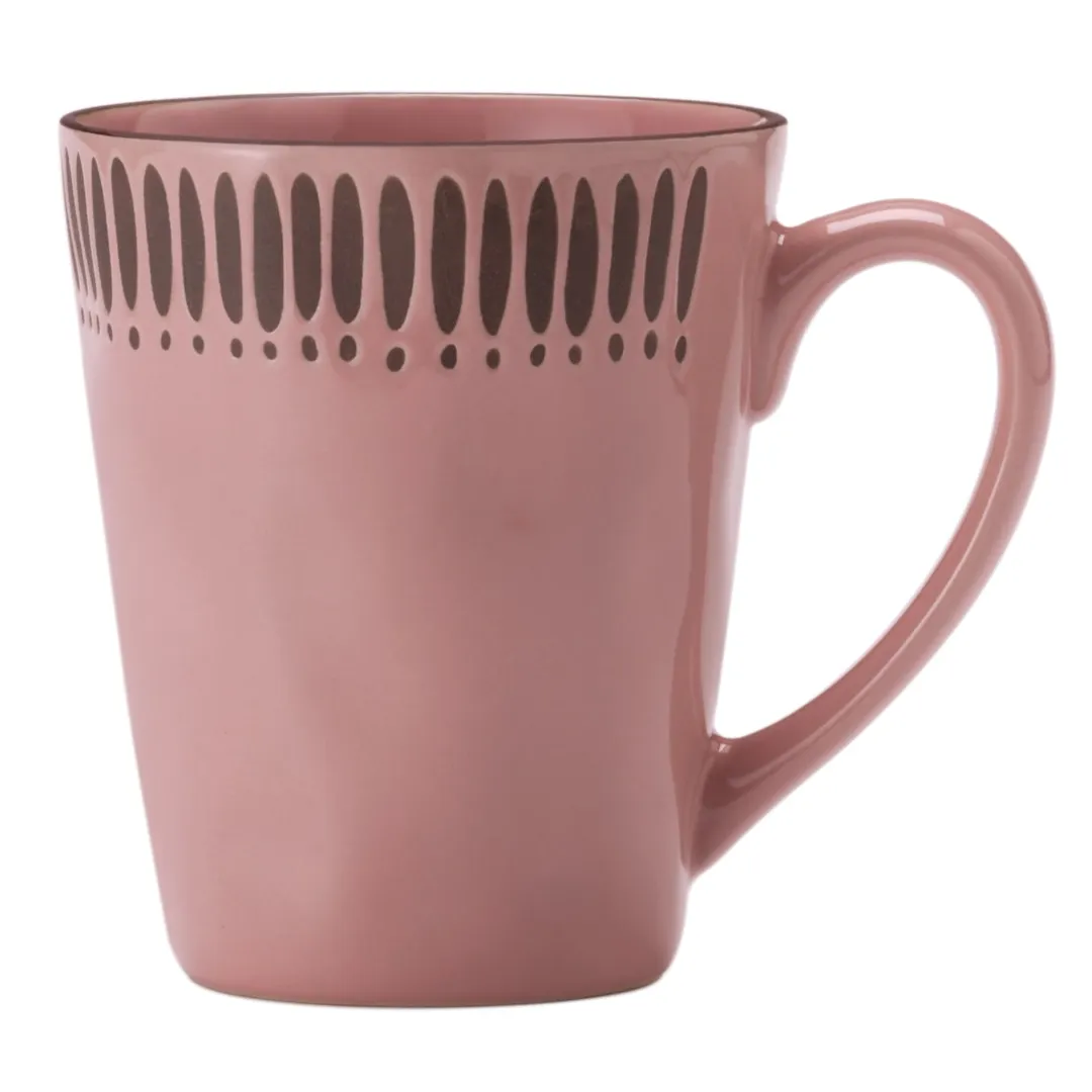 Libbey DULCET-6P China Mug, 13 oz Pink Stoneware with Handle, Dishwasher & Microwave Safe - 12/Case