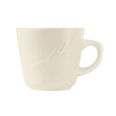 Libbey END-3 China Cup, 7 oz Tall, Fully Vitrified Porcelain, Cream White, Height 3" - 36/Case