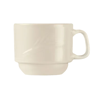 Libbey END-4 - 7 oz Cream White Porcelain Cup, Stackable, 2-5/8" H x 3-1/8" T x 4" D - 36/Case
