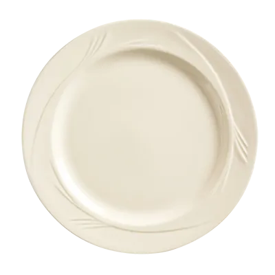 Libbey END-934 - 9¾" Round China Plate, Medium Rim, Cream White Porcelain, Fully Vitrified - 24/Case