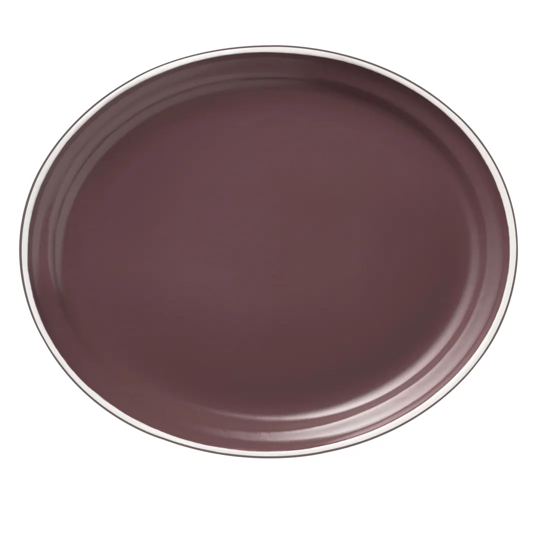 Libbey ENG-8-M Oval Mulberry Porcelain Platter, 12" x 10" x 1-1/8", No‑Chip Warranty - 12/Case