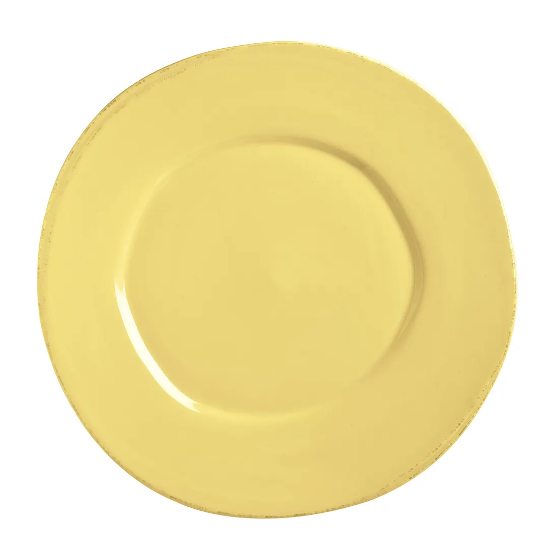 Libbey FH-504B Farmhouse China Plate - 12" Round Wide Rim Porcelain Butter Yellow - 12/Case