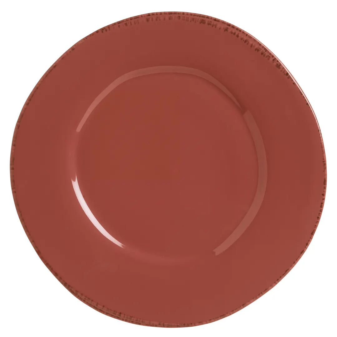 Libbey FH-504R Farmhouse China Plate, 12" Round Wide Rim Porcelain, Barn Red - 12/Case