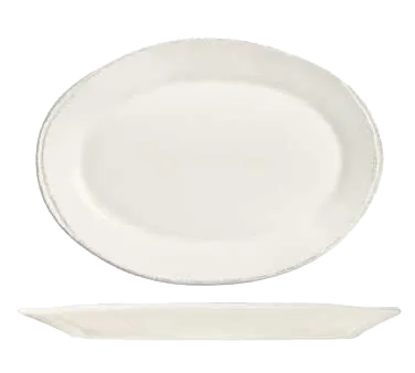 Libbey FH-508 Platter, 12½" x 9" x 1" Cream White Porcelain, Wide Rim, Scratch‑Resistant - 12/Case