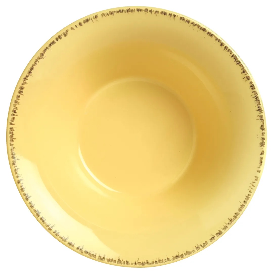 Libbey FH-515B - 20 oz Yellow Round Soup Bowl, 7" x 2-3/8" Porcelain, Scratch‑Resistant - 12/Case