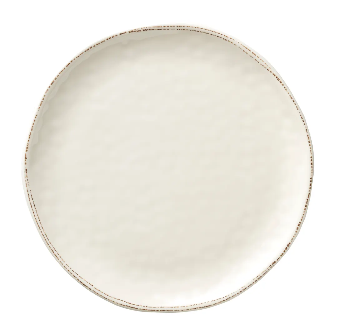 Libbey FH-550MEL - 12" Ivory Round Melamine Platter, Dishwasher Safe Farmhouse Design, - 6/Case