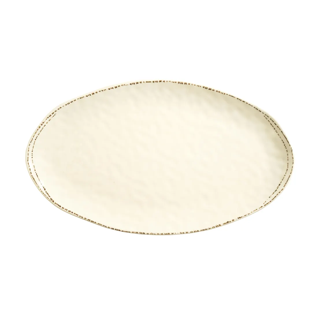 Libbey FH-560MEL - 20½" x 11½" Oval Ivory Melamine Platter, Dishwasher Safe, Farmhouse® Design - 6/Case
