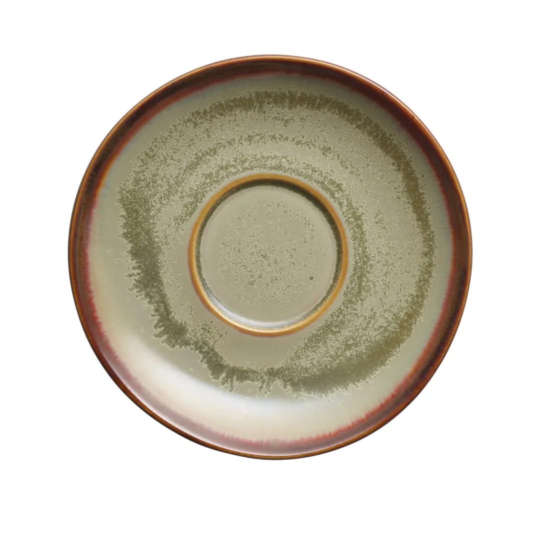 Libbey HEDON-7S Saucer - 5-5/8" Dia x 7/8" H Porcelain Hedonite Sage Microwave Safe - 12/Case