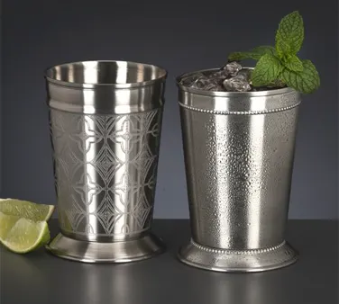 Libbey JC-26 Julep Cup 15 oz Etched 304 Stainless Steel H 4‑3/4" W 3‑1/4" D 3‑1/4" - 12/Case