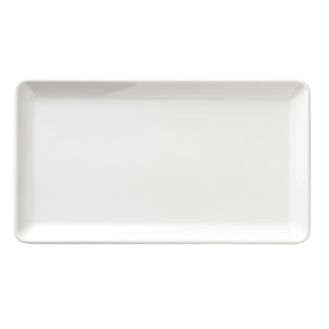 Libbey M-127 - 12" White Rectangular Melamine Serving Platter, Dishwasher Safe, 12/Case