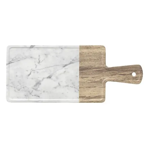 Libbey MWM-127-H Serving Board 12"x7"x0.5" Melamine Faux Wood Look 5" Handle & Hanging Hole - 12/Case