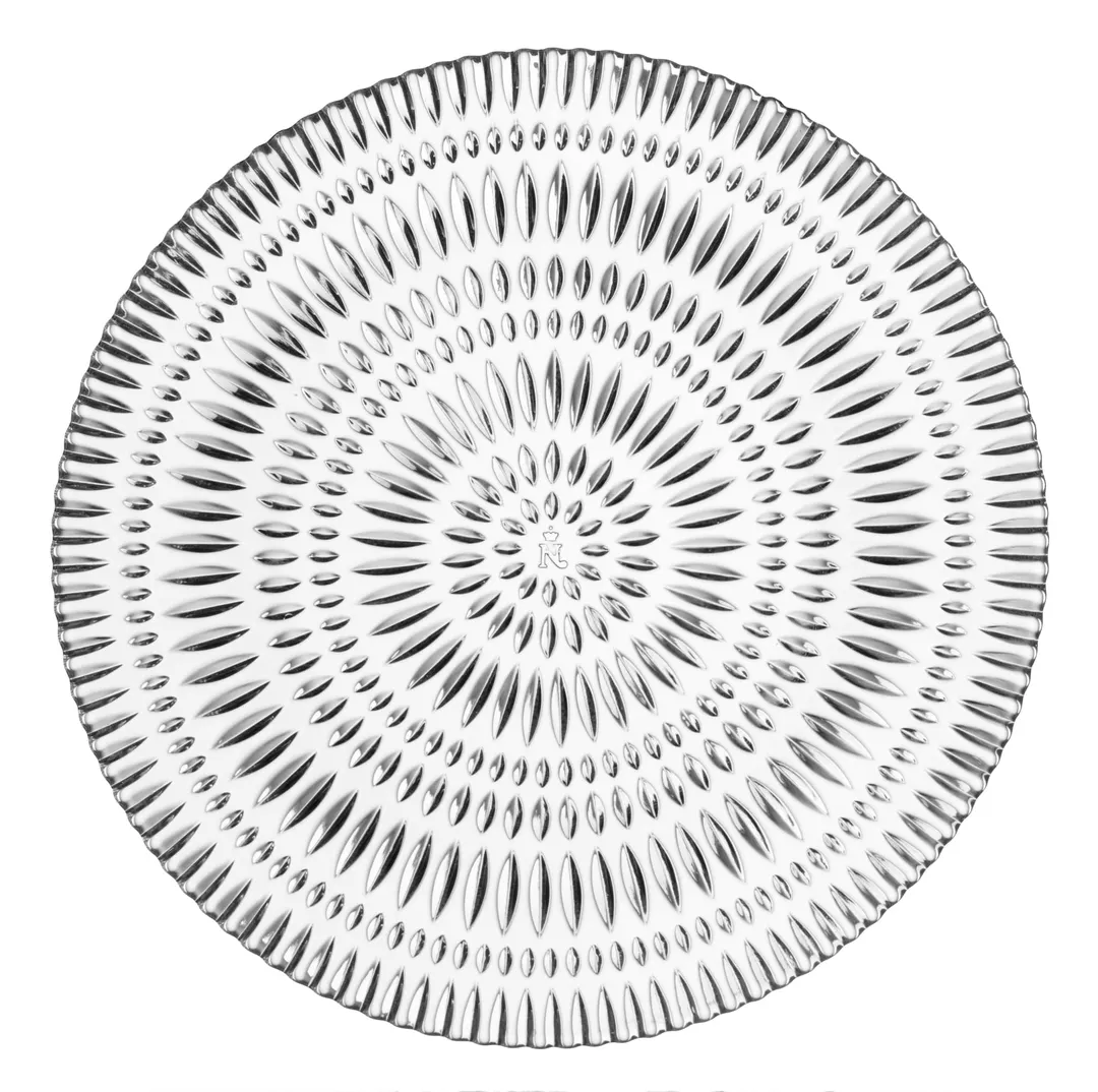 Nachtmann N106160 - 9" Round Lead-Free Crystal Glass Plate, Ethno Design, Dinnerware, 8/Case