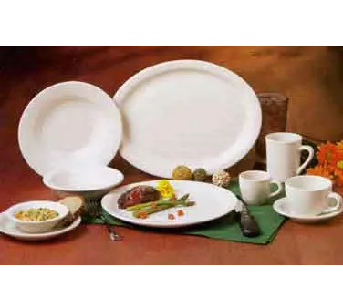Libbey NR-12 Oval China Platter, 9-3/4" x 7-1/2" Stoneware, Cream White, Narrow Rim - 24/Case