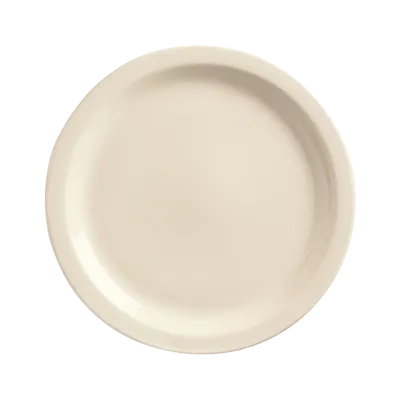 Libbey NR-22 - 8"1/8 Round Stoneware China Plate, Cream White Kingsmen Finish, Narrow Rim - 36/Case
