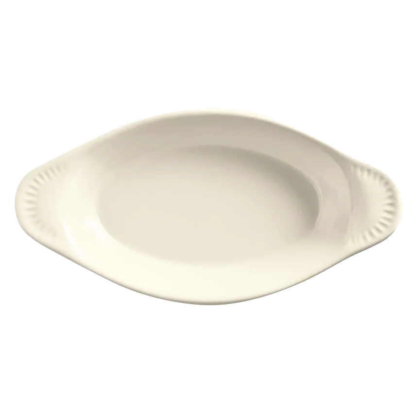 Libbey OAG-12-WW - 12 oz Oval Welsh Rarebit Dish, 10" x 1.5" Cream White China Ultima®, 24/Case