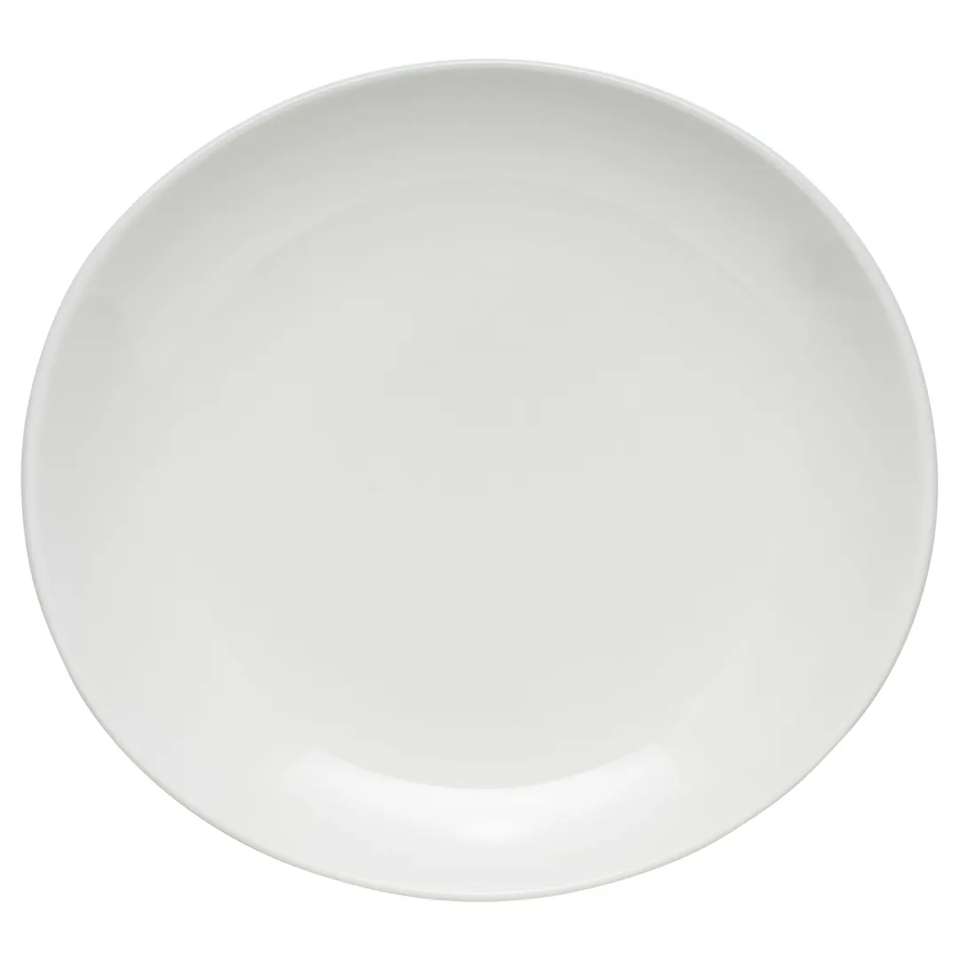 Libbey OG-2110 Oval Dinner Plate, 11.25" x 10.5" x 1.75", White Porcelain Curved Edge - 12/Case