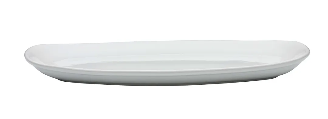Libbey OG-2500 Oval Porcelain Platter 13-3/4" x 8-3/4" x 1-1/4" White Infinity Finish - 6/Case
