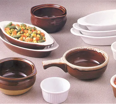Libbey OSC-15 Onion Soup Crock Bowl, 12 oz (5"-1/8" Dia x 2"-1/2" H), Beige Bedrock China - 24/Case