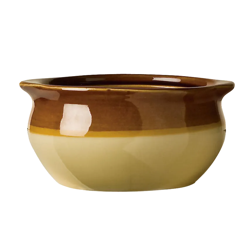 Libbey OSC-15 Onion Soup Crock Bowl, 12 oz (5"-1/8" Dia x 2"-1/2" H), Beige Bedrock China - 24/Case