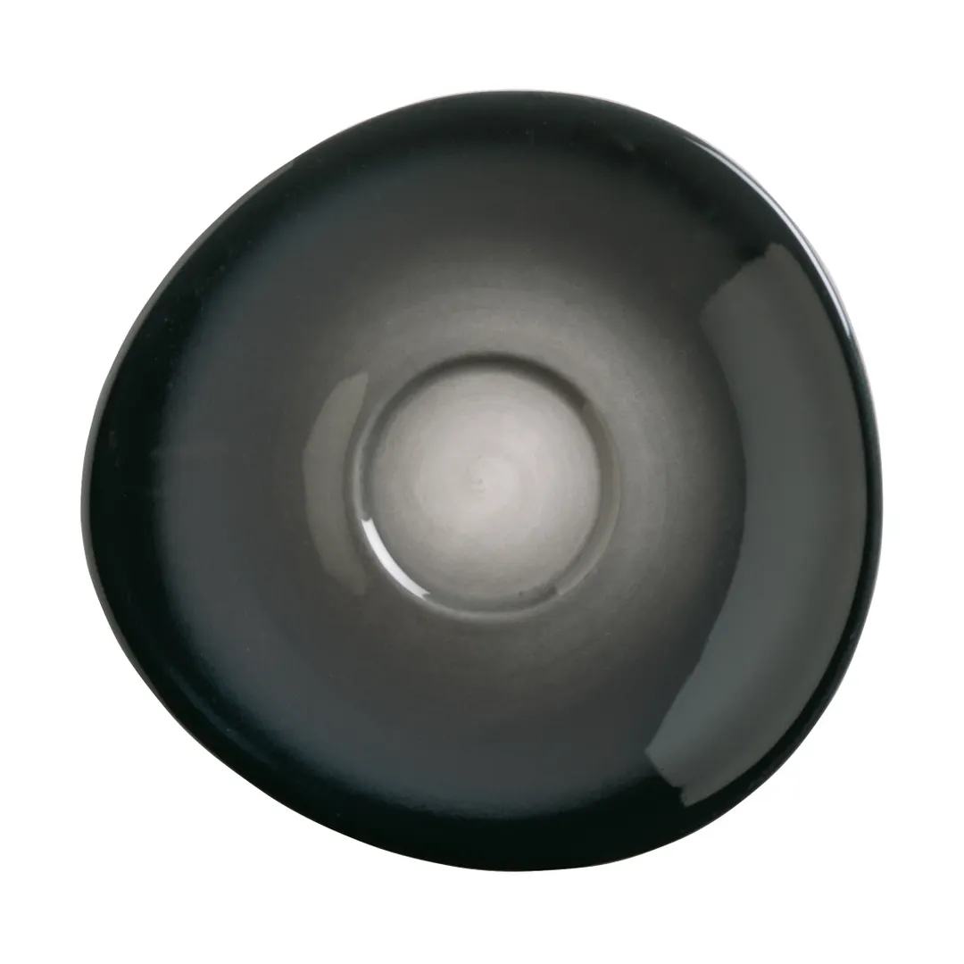 Reserve by Libbey PEB-17-O - 6.25" Saucer with 2" Well, Porcelain, Obsidian Gloss Finish - 12/Case