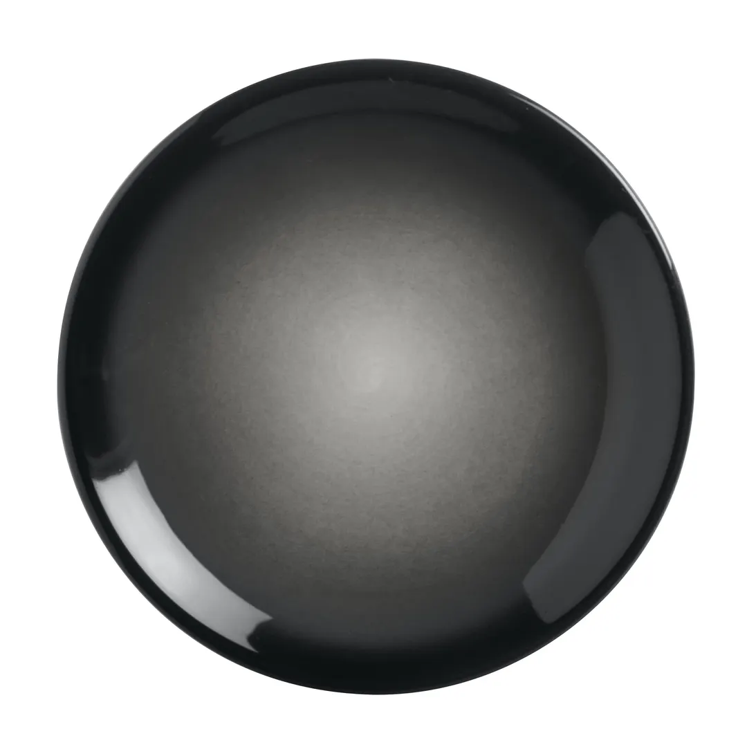 Reserve by Libbey PEB-2-O - 9" Round Coupe Rim Porcelain Plate, High Gloss Obsidian Finish - 12/Case