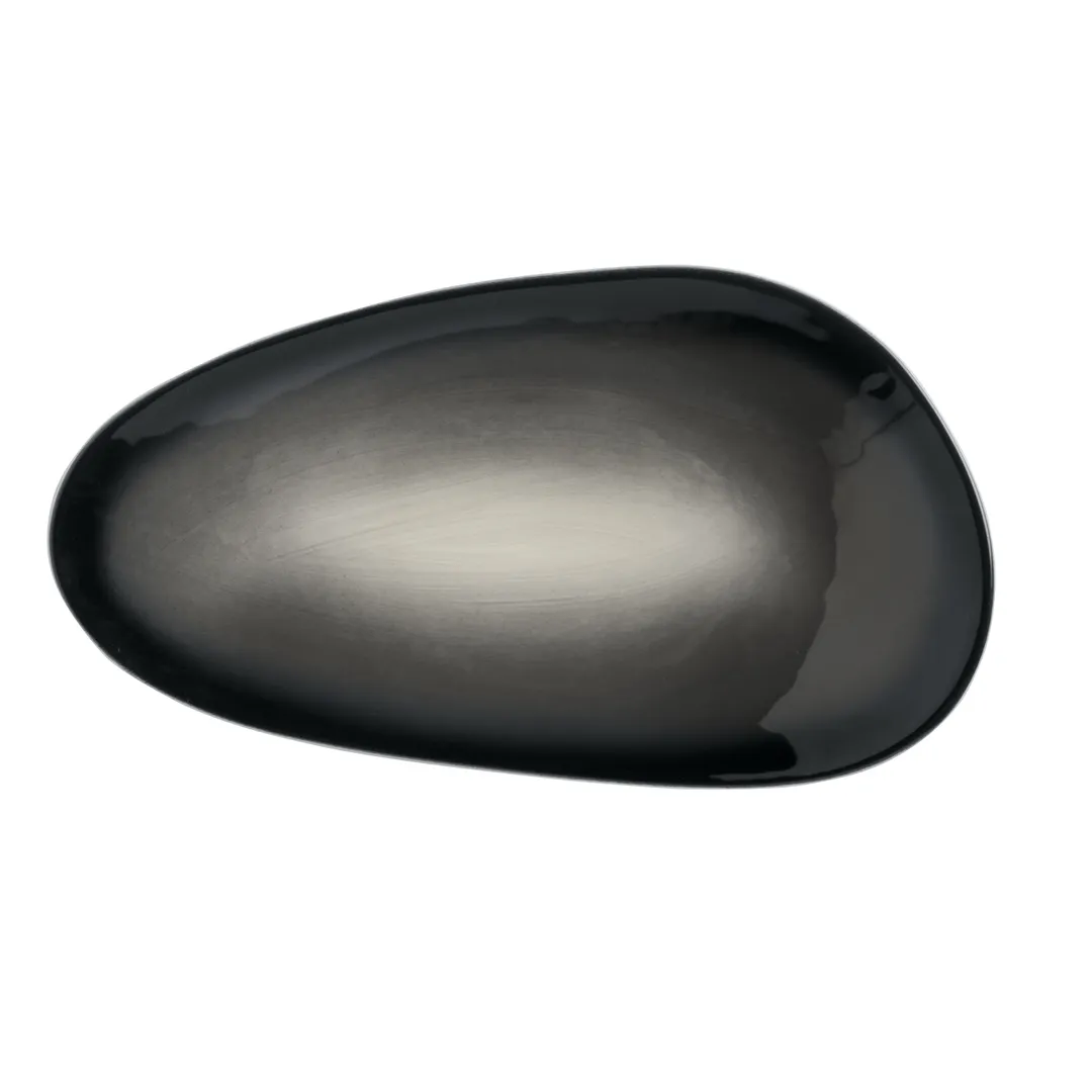 Reserve by Libbey PEB-8-O Tray, 10½" x 6" Free‑Form Porcelain, Obsidian High Gloss Finish - 12/Case
