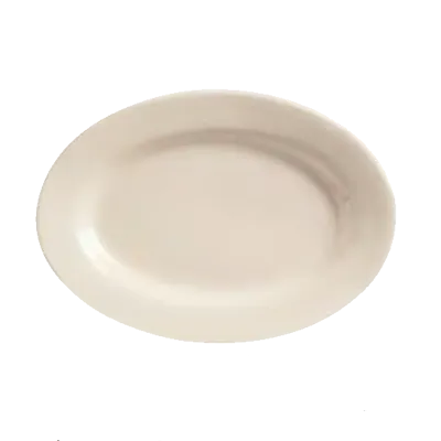 Libbey PWC-16 Oval Stoneware Platter, 8-1/8" x 5-3/4" Cream White, Medium Rim Rolled Edge - 36/Case