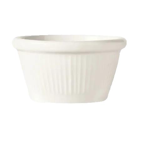 Libbey RM-02 - 2 oz White Fluted China Ramekin, 2‑3/4" D x 1‑1/2" H, Bedrock Ovenware - 36/Case