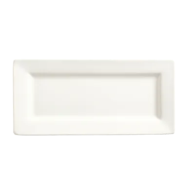 Libbey SL-21 - 11" x 5" Rectangular Porcelain Plate, Ultra Bright White Slate Finish, 12/Case